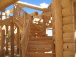 Log Home Curved Stairs 